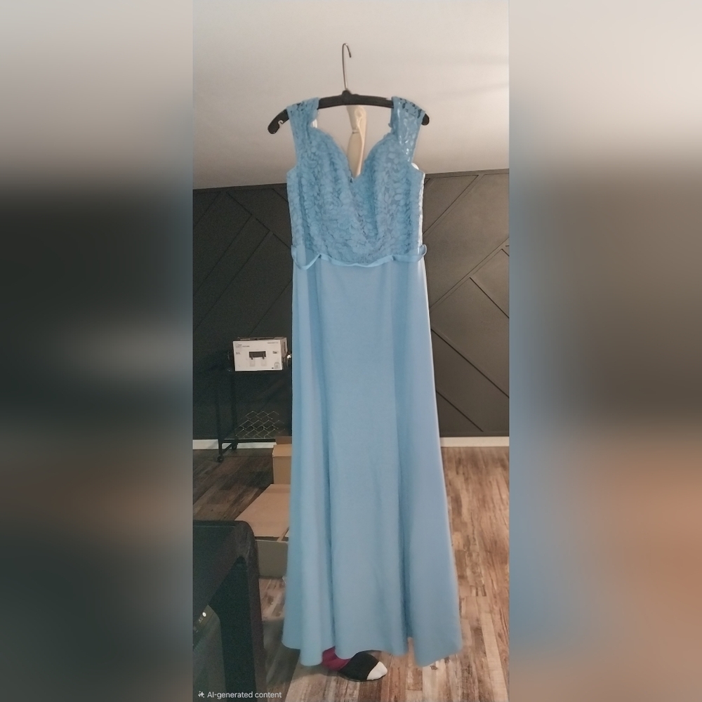 David's Bridal Light Blue Lace Bodice Wedding Dress